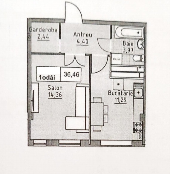 Apartament cu 1 cameră
